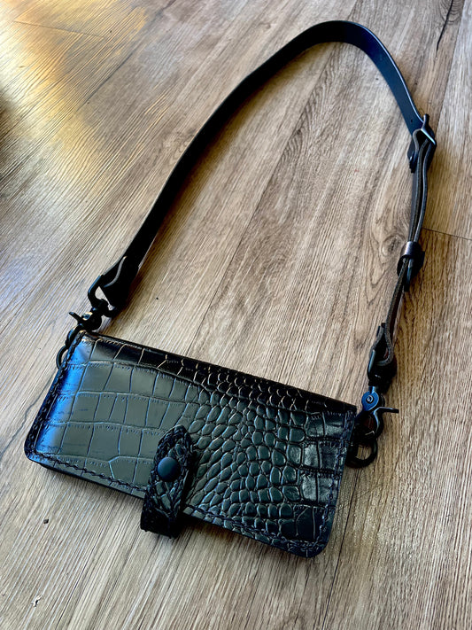 Black Gator Clutch Wallet