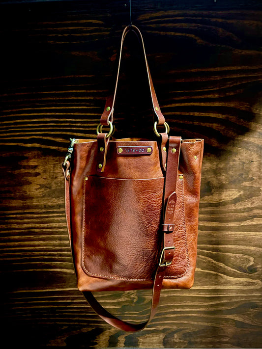 Crossbody Tote Bag in Whiskey Leather