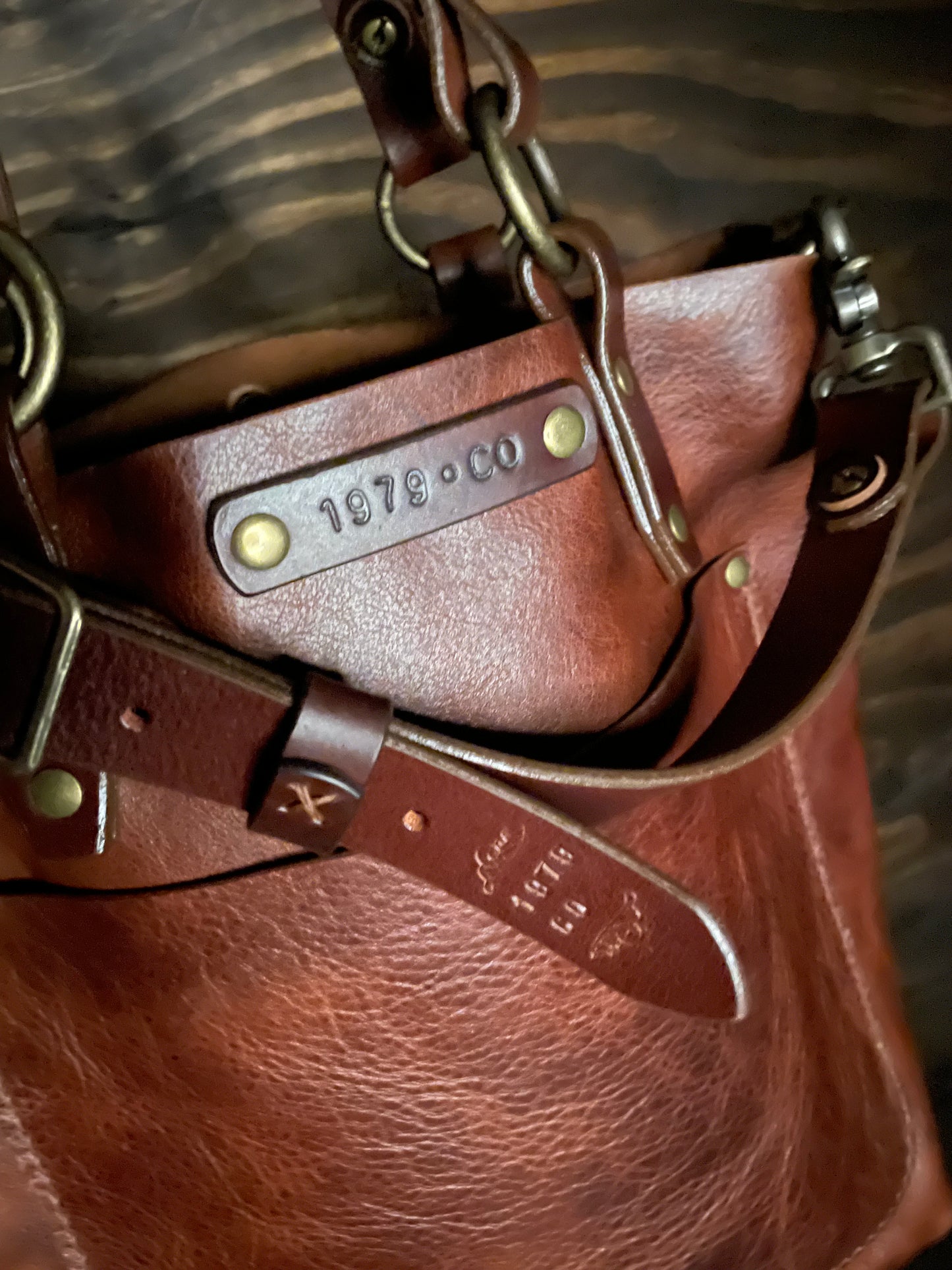 Crossbody Tote Bag in Whiskey Leather